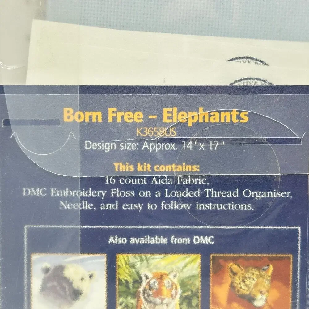 DMC Creative World Counted Cross Stitch Kit Elephants K3658US 14x17 16Aida *Read
